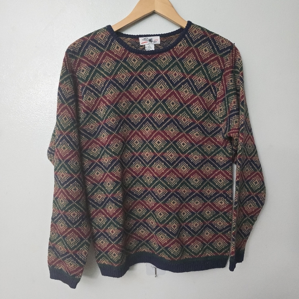 Vintage 80s SML Sport Sweater Womens Large Retro All Over Pattern
